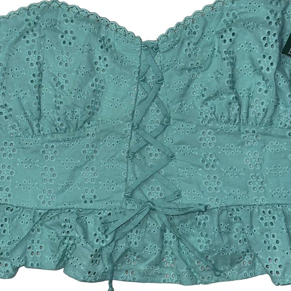 wild fable Women's Tank top Peplum Strappy Lace-Up spaghetti straps Size Large - Picture 3 of 10